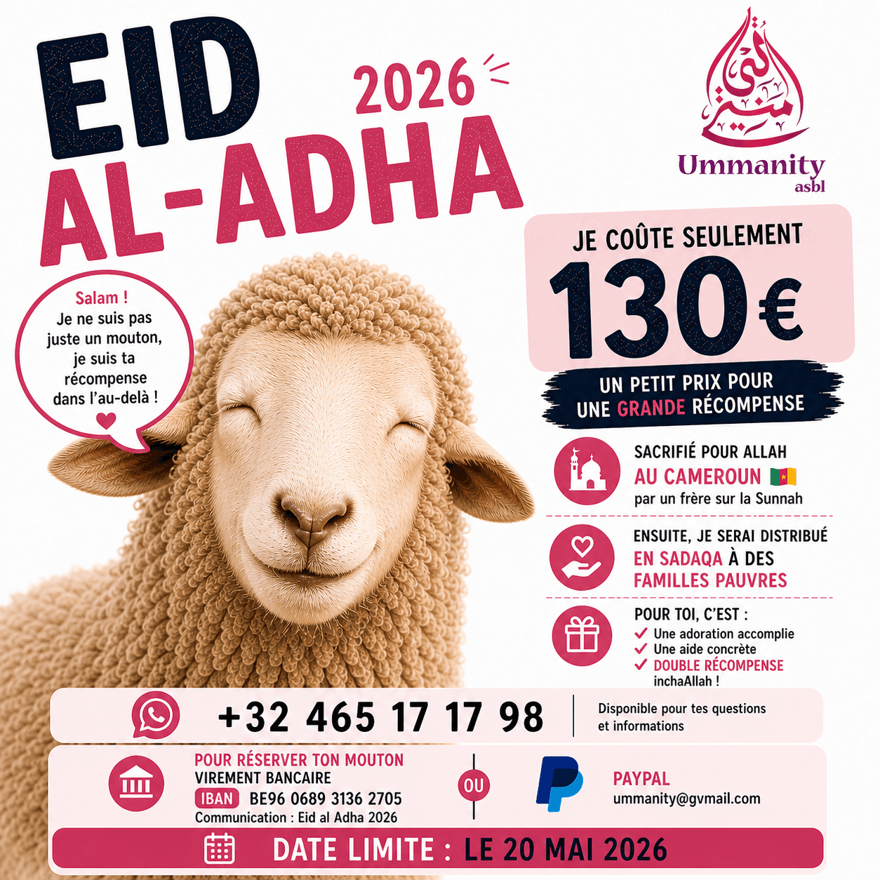 Eid Al-Adha 2026 : Qurbani pour 300 familles